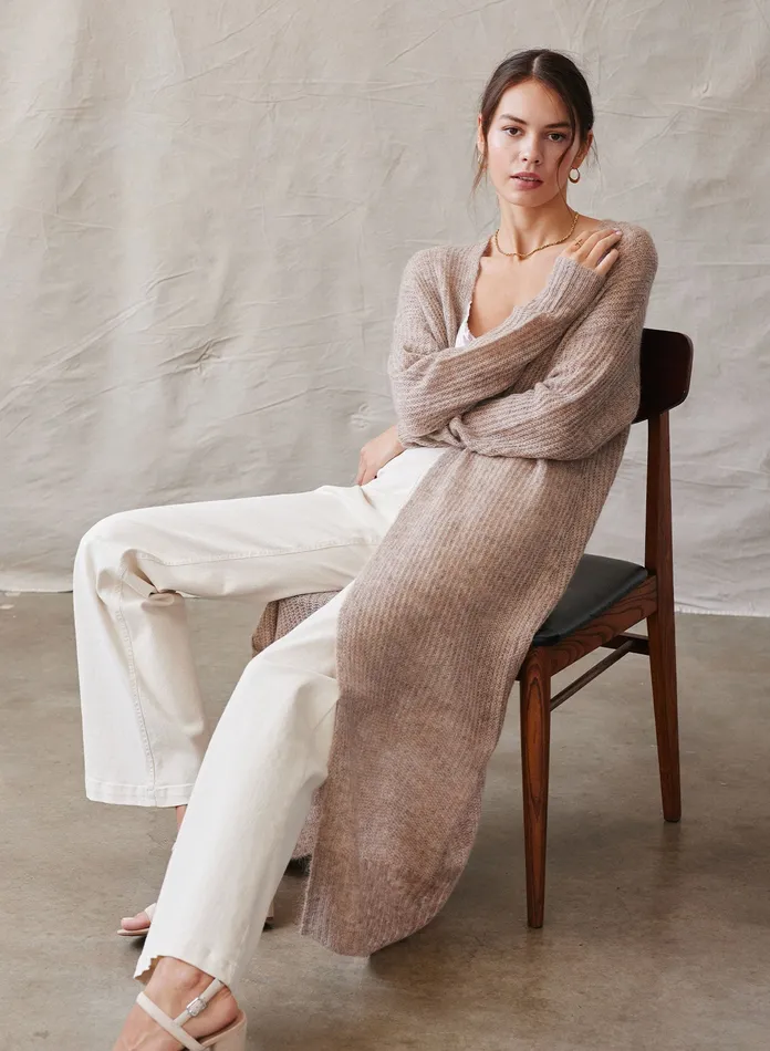 Women Bella Dahl Sweaters and Jackets Long Cardigan 8211 Heather Oatmeal HEATHER OATMEAL