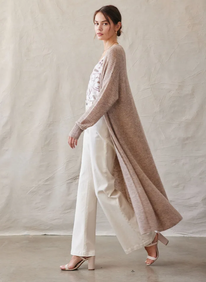 Women Bella Dahl Sweaters and Jackets Long Cardigan 8211 Heather Oatmeal HEATHER OATMEAL