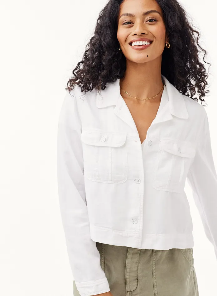 Women Bella Dahl Sweaters and Jackets Max Flap Pocket Utility Jacket 8211 White WHITE Women Bella Dahl Sweaters and Jackets Max Flap Pocket Utility Jacket 8211 White WHITE