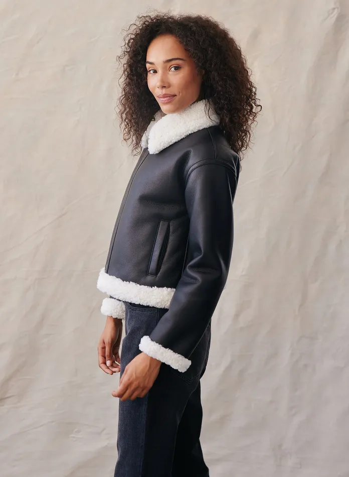 Women Bella Dahl Sweaters and Jackets Vegan Leather Jacket 8211 Black BLACK
