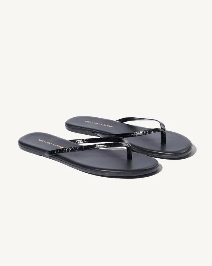 Women Belts and Accessories Nili Lotan NL X TKEES LEATHER FLIP FLOP Black