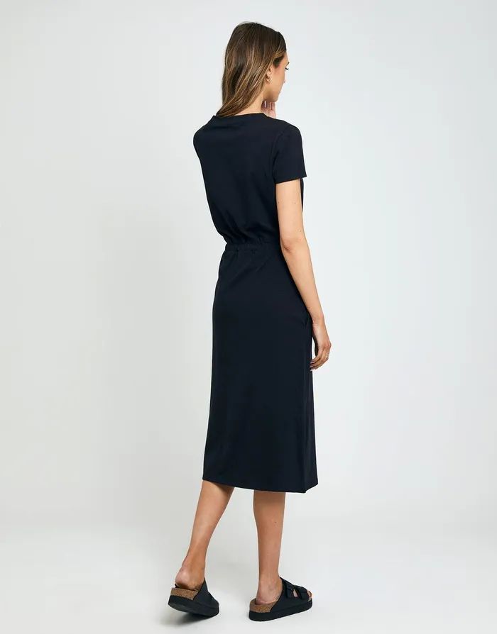 Women Black Jersey Short Sleeve V Neck Midi Dress Black Threadbare Dresses Women Black Jersey Short Sleeve V Neck Midi Dress Black Threadbare Dresses