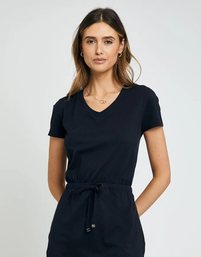 Women Black Jersey Short Sleeve V Neck Midi Dress Black Threadbare Dresses Women Black Jersey Short Sleeve V Neck Midi Dress Black Threadbare Dresses