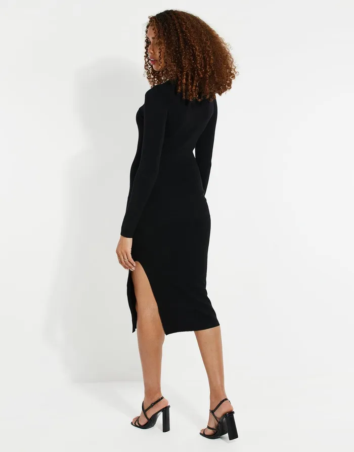 Women Black Knitted Bodycon Dress Black Threadbare Dresses Women Black Knitted Bodycon Dress Black Threadbare Dresses