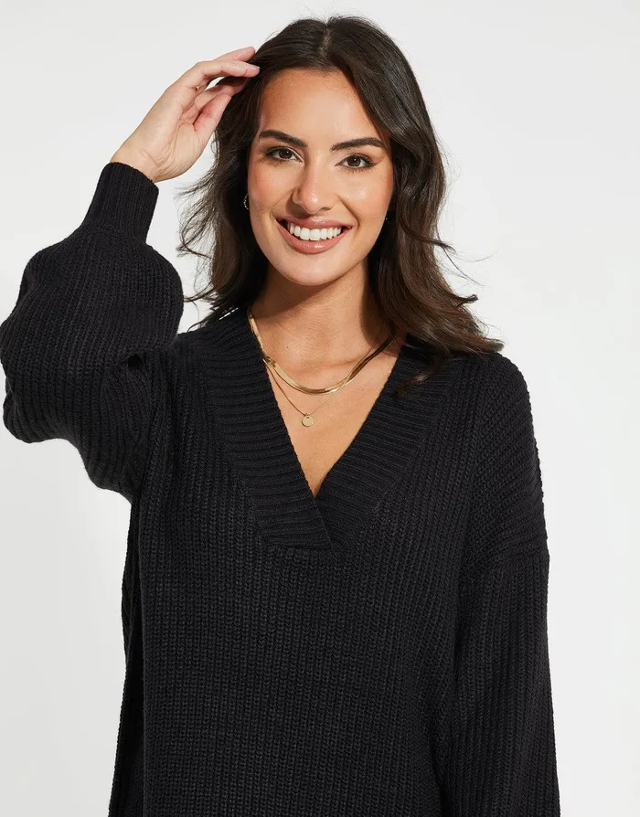 Women Black Knitted Jumper Dress Black Threadbare Dresses Women Black Knitted Jumper Dress Black Threadbare Dresses