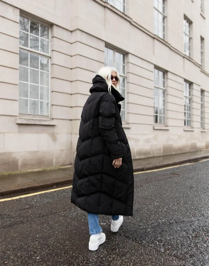 Women Black Longline Padded Puffer Jacket Black Threadbare Jackets and Coats