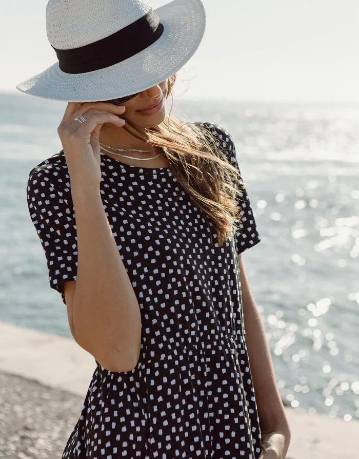 Women Black Spot Jersey Midi Smock Dress With Pockets Black Threadbare Dresses