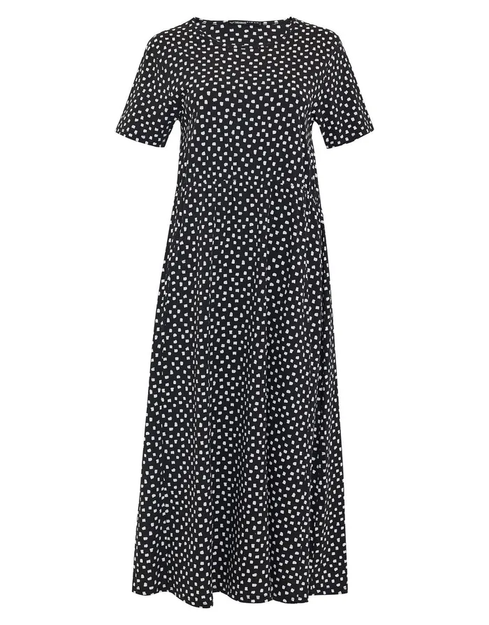 Women Black Spot Jersey Midi Smock Dress With Pockets Black Threadbare Dresses