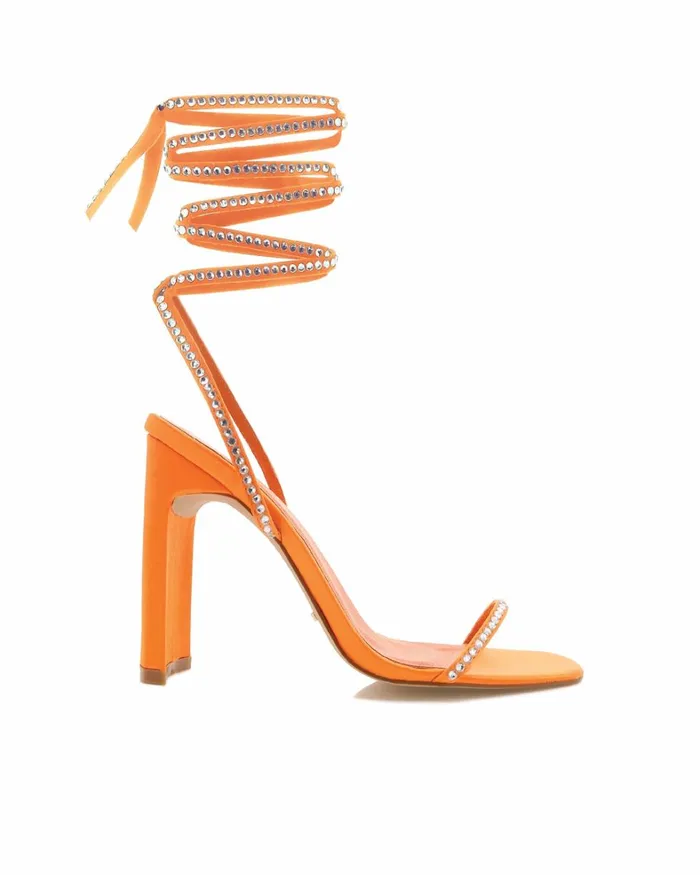 Women Block Heels Billini HALEIGH 8211 TANGERINE SATINDIAMANTE