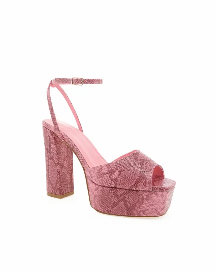 Women Block Heels Billini MILANA 8211 ROSE PYTHON
