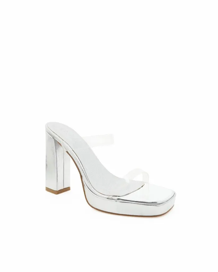 Women Block Heels Billini TAMIRA 8211 SILVERCLEAR