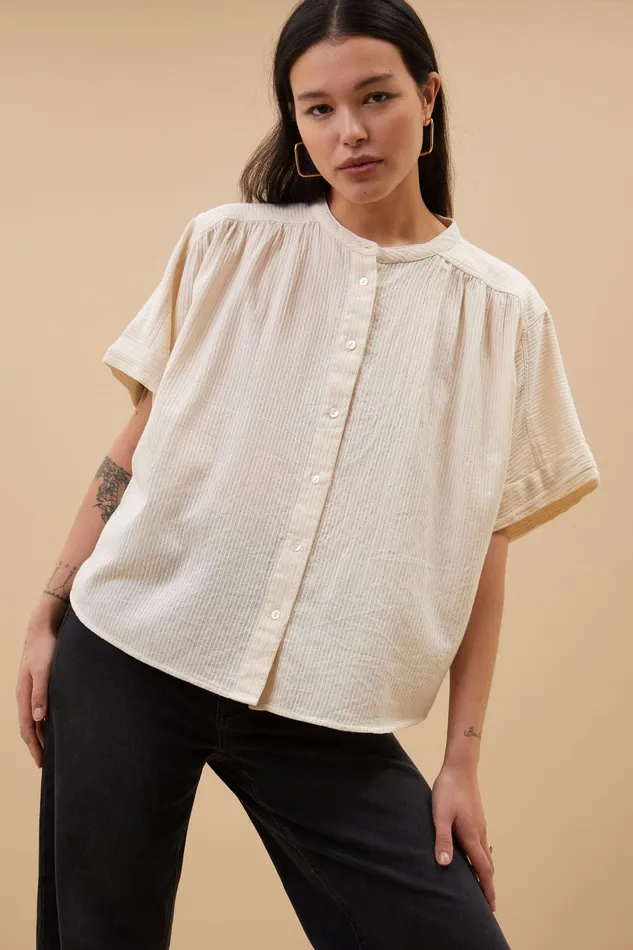 Women Blouses Bybar Alex Rib Blouse Off White