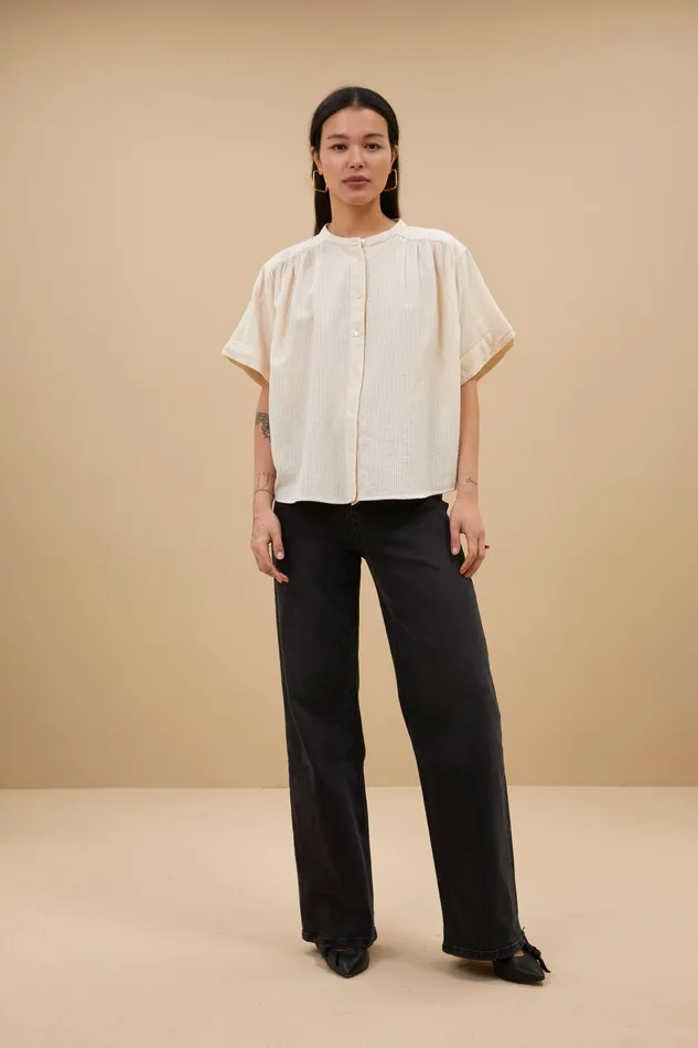 Women Blouses Bybar Alex Rib Blouse Off White Women Blouses Bybar Alex Rib Blouse Off White