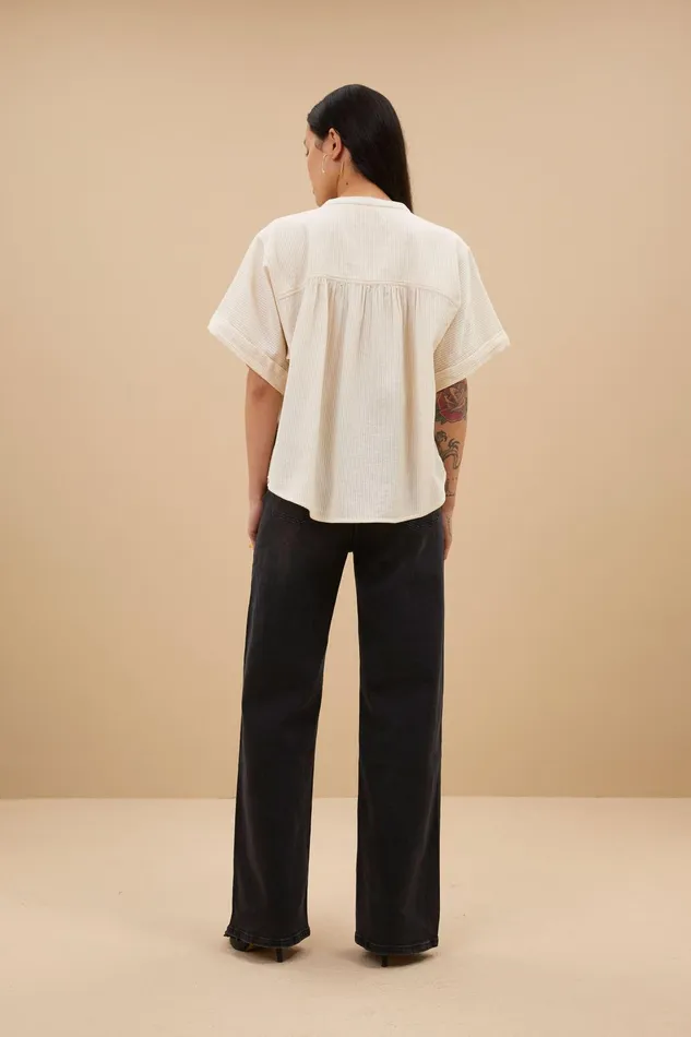 Women Blouses Bybar Alex Rib Blouse Off White Women Blouses Bybar Alex Rib Blouse Off White