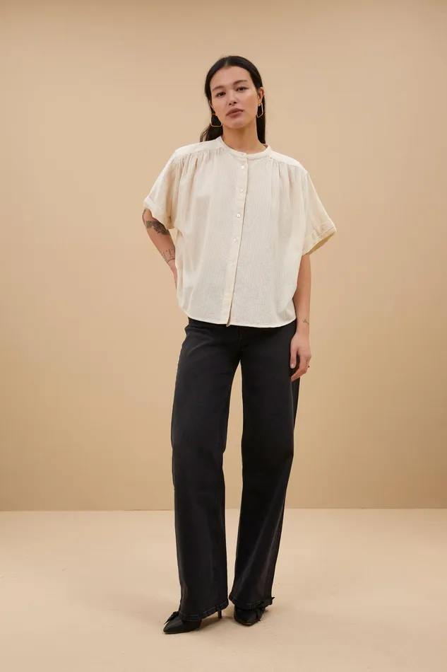 Women Blouses Bybar Alex Rib Blouse Off White Women Blouses Bybar Alex Rib Blouse Off White