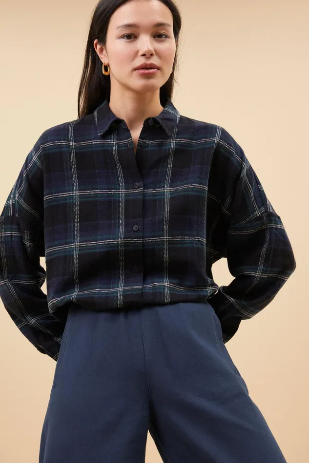 Women Blouses Bybar Check Blouse Dark Green