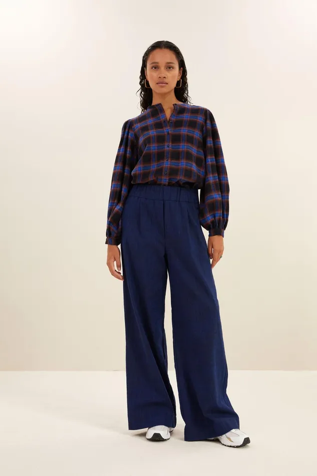 Women Blouses Bybar Day Check Blouse Kingsblue