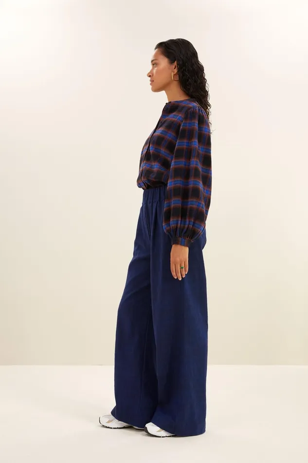 Women Blouses Bybar Day Check Blouse Kingsblue