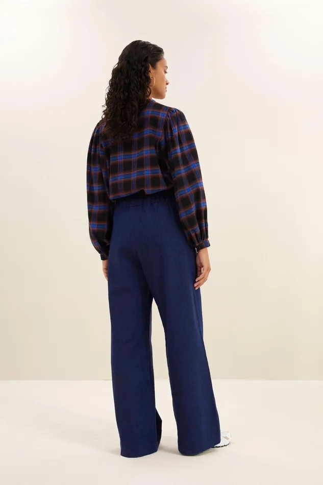 Women Blouses Bybar Day Check Blouse Kingsblue