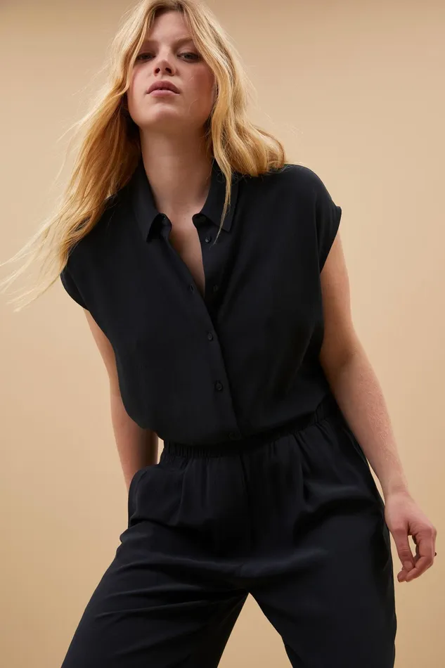 Women Blouses Bybar Kiek Viscose Top Graphite Women Blouses Bybar Kiek Viscose Top Graphite