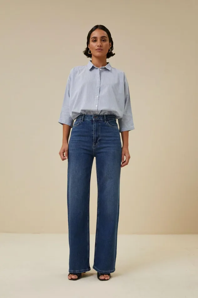 Women Blouses Bybar Norel Pin Stripe Blouse Indi Grey