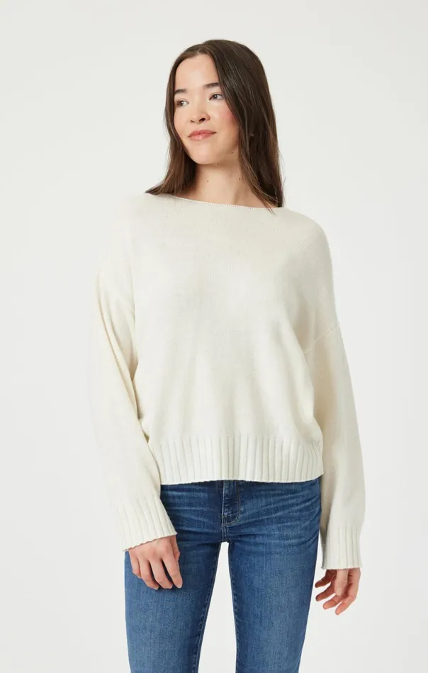 Women Boat Neck Sweater In Antique White Mavi Jeans Sweaters