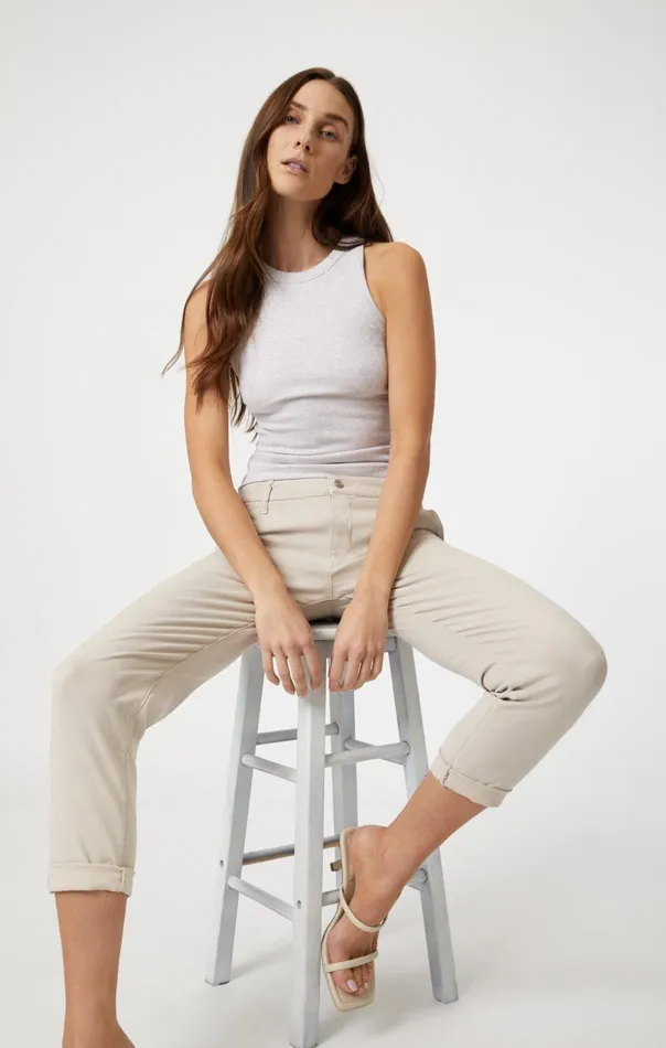 Women Brooke Slim Chino In Silver Grey Luxe Twill Mavi Jeans Pants