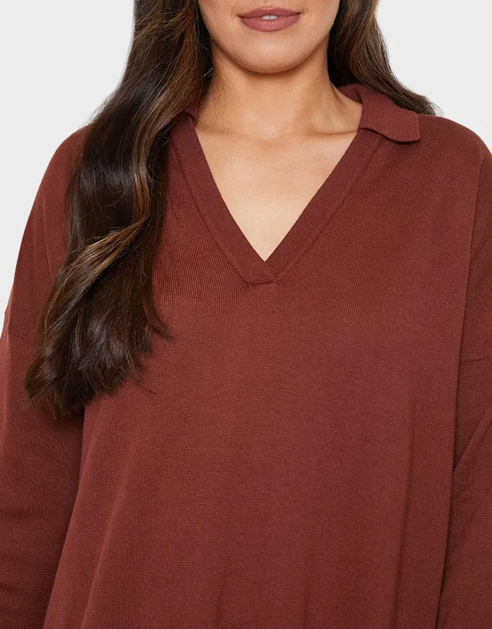 Women Brown Knitted Polo Dress Brown Threadbare Dresses Women Brown Knitted Polo Dress Brown Threadbare Dresses