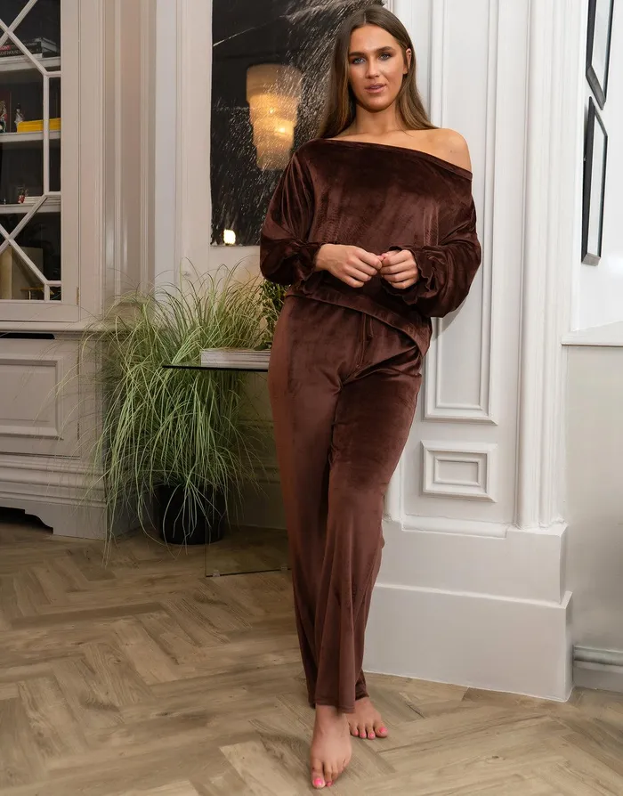 Women Brown Loungewear 2Piece Set Brown Threadbare Loungewear