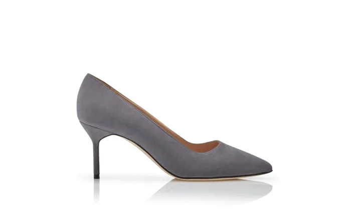 Women Business Manolo Blahnik BB 70 Grey Suede Pointed Toe Pumps Women Business Manolo Blahnik BB 70 Grey Suede Pointed Toe Pumps