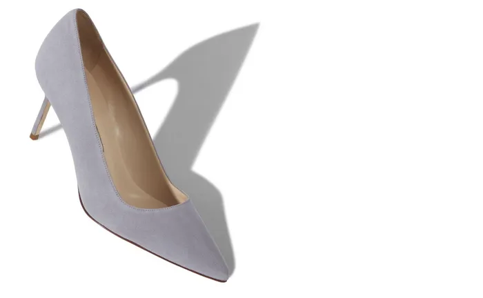 Women Business Manolo Blahnik BB 70 Light Grey Suede Pointed Toe Pumps Women Business Manolo Blahnik BB 70 Light Grey Suede Pointed Toe Pumps