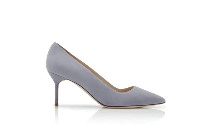Women Business Manolo Blahnik BB 70 Light Grey Suede Pointed Toe Pumps Women Business Manolo Blahnik BB 70 Light Grey Suede Pointed Toe Pumps