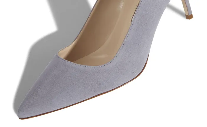 Women Business Manolo Blahnik BB 70 Light Grey Suede Pointed Toe Pumps Women Business Manolo Blahnik BB 70 Light Grey Suede Pointed Toe Pumps