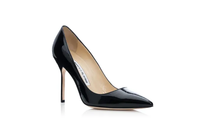 Women Business Manolo Blahnik BB PATENT Black Patent Pointed Toe Pumps