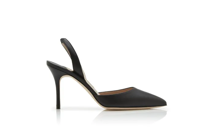 Women Business Manolo Blahnik CAROLYNE 90 Black Calf Leather Slingback Pumps Women Business Manolo Blahnik CAROLYNE 90 Black Calf Leather Slingback Pumps