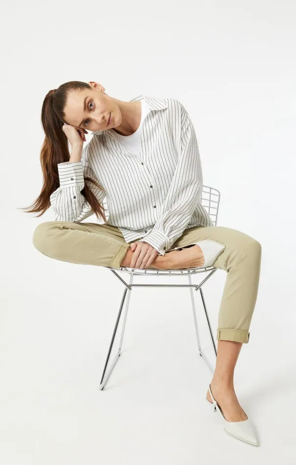Women ButtonUp Long Sleeve Shirt In Black Stripe Mavi Jeans Shirts Women ButtonUp Long Sleeve Shirt In Black Stripe Mavi Jeans Shirts