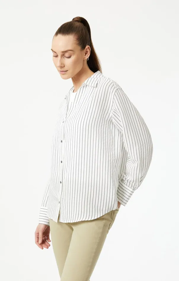 Women ButtonUp Long Sleeve Shirt In Black Stripe Mavi Jeans Shirts Women ButtonUp Long Sleeve Shirt In Black Stripe Mavi Jeans Shirts