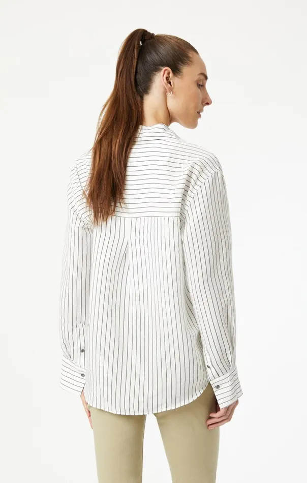 Women ButtonUp Long Sleeve Shirt In Black Stripe Mavi Jeans Shirts Women ButtonUp Long Sleeve Shirt In Black Stripe Mavi Jeans Shirts