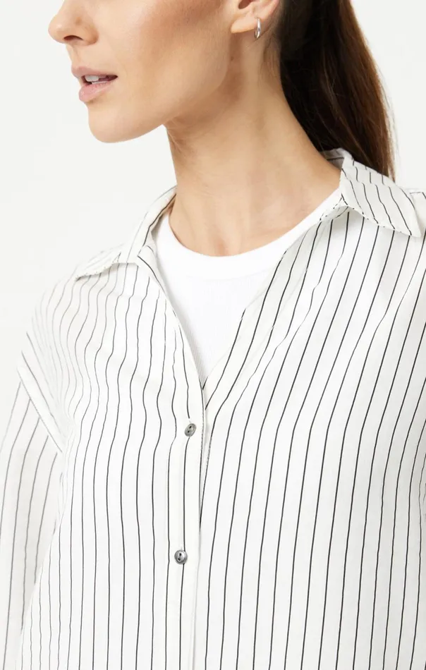 Women ButtonUp Long Sleeve Shirt In Black Stripe Mavi Jeans Shirts Women ButtonUp Long Sleeve Shirt In Black Stripe Mavi Jeans Shirts