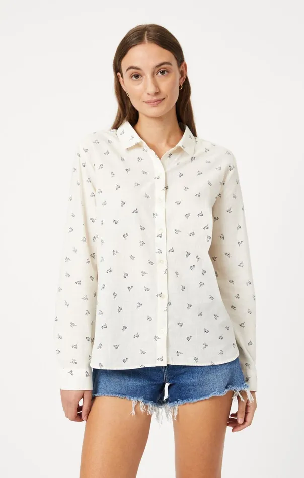 Women ButtonUp Long Sleeve Shirt In Simple Flower Print Mavi Jeans Shirts