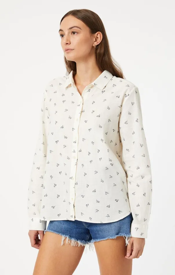 Women ButtonUp Long Sleeve Shirt In Simple Flower Print Mavi Jeans Shirts Women ButtonUp Long Sleeve Shirt In Simple Flower Print Mavi Jeans Shirts