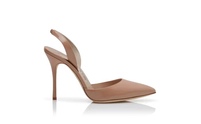 Women Carolyne Manolo Blahnik CAROLYNE Beige Patent Slingback Pumps Women Carolyne Manolo Blahnik CAROLYNE Beige Patent Slingback Pumps