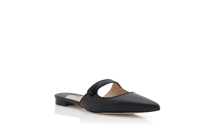 Women Casual Manolo Blahnik CAMPARIMUFLAT Black Calf Leather Mary Jane Flat Mules Women Casual Manolo Blahnik CAMPARIMUFLAT Black Calf Leather Mary Jane Flat Mules