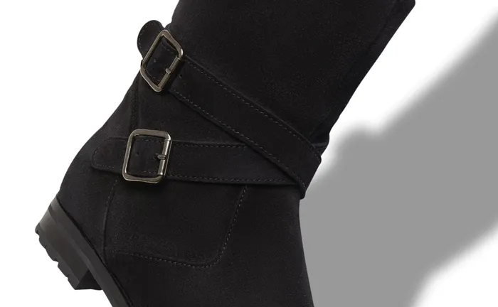 Women Casual Manolo Blahnik CAMPOCROSS Black Suede And Shearling Boots