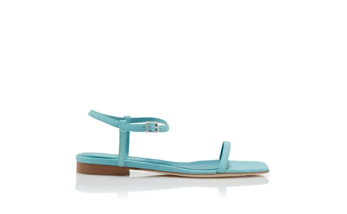 Women Casual Manolo Blahnik LUDINA Light Blue Nappa Leather Square Toe Sandals Women Casual Manolo Blahnik LUDINA Light Blue Nappa Leather Square Toe Sandals