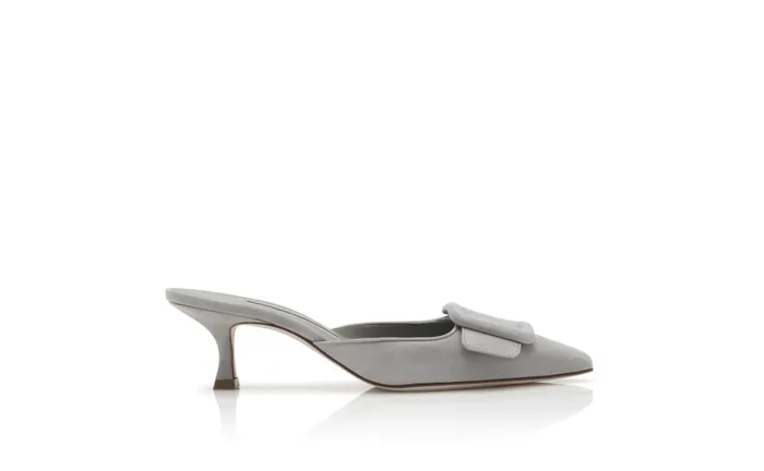 Women Casual Manolo Blahnik MAYSALE Light Grey Suede Kitten Heel Mules Women Casual Manolo Blahnik MAYSALE Light Grey Suede Kitten Heel Mules