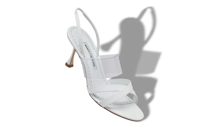 Women Casual Manolo Blahnik SOLIA White Patent Leather And PVC Strappy Sandals Women Casual Manolo Blahnik SOLIA White Patent Leather And PVC Strappy Sandals