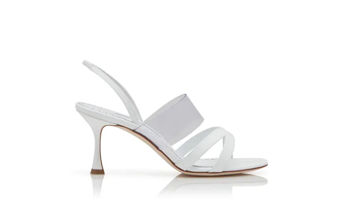 Women Casual Manolo Blahnik SOLIA White Patent Leather And PVC Strappy Sandals Women Casual Manolo Blahnik SOLIA White Patent Leather And PVC Strappy Sandals
