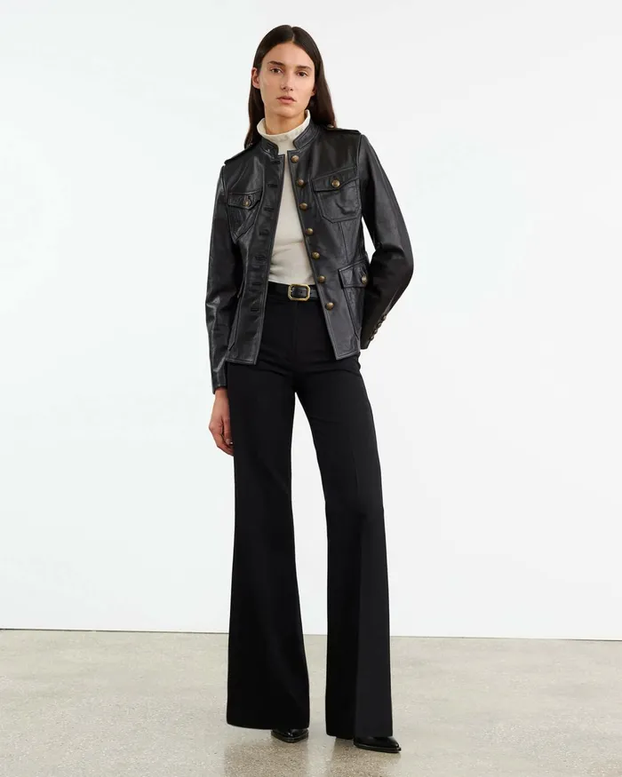 Women Coats and Outerwear Nili Lotan GERALDINE LEATHER JACKET Black