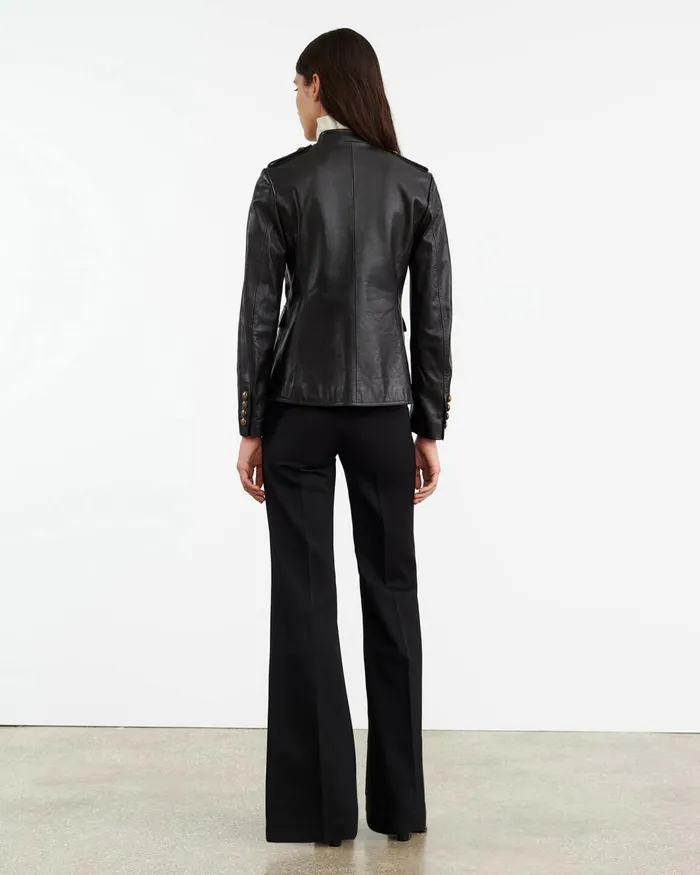 Women Coats and Outerwear Nili Lotan GERALDINE LEATHER JACKET Black